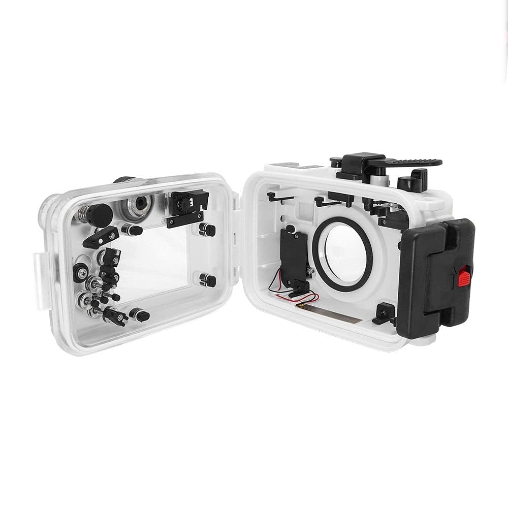 SeaFrogs Professional Underwater Housing for Olympus Tough TG-6 [60m/195ft] Scuba Waterproof Diving Case for Tough tg6, w/Inbuilt Leak Detection Sensor, Vacuum Pump Interface - White