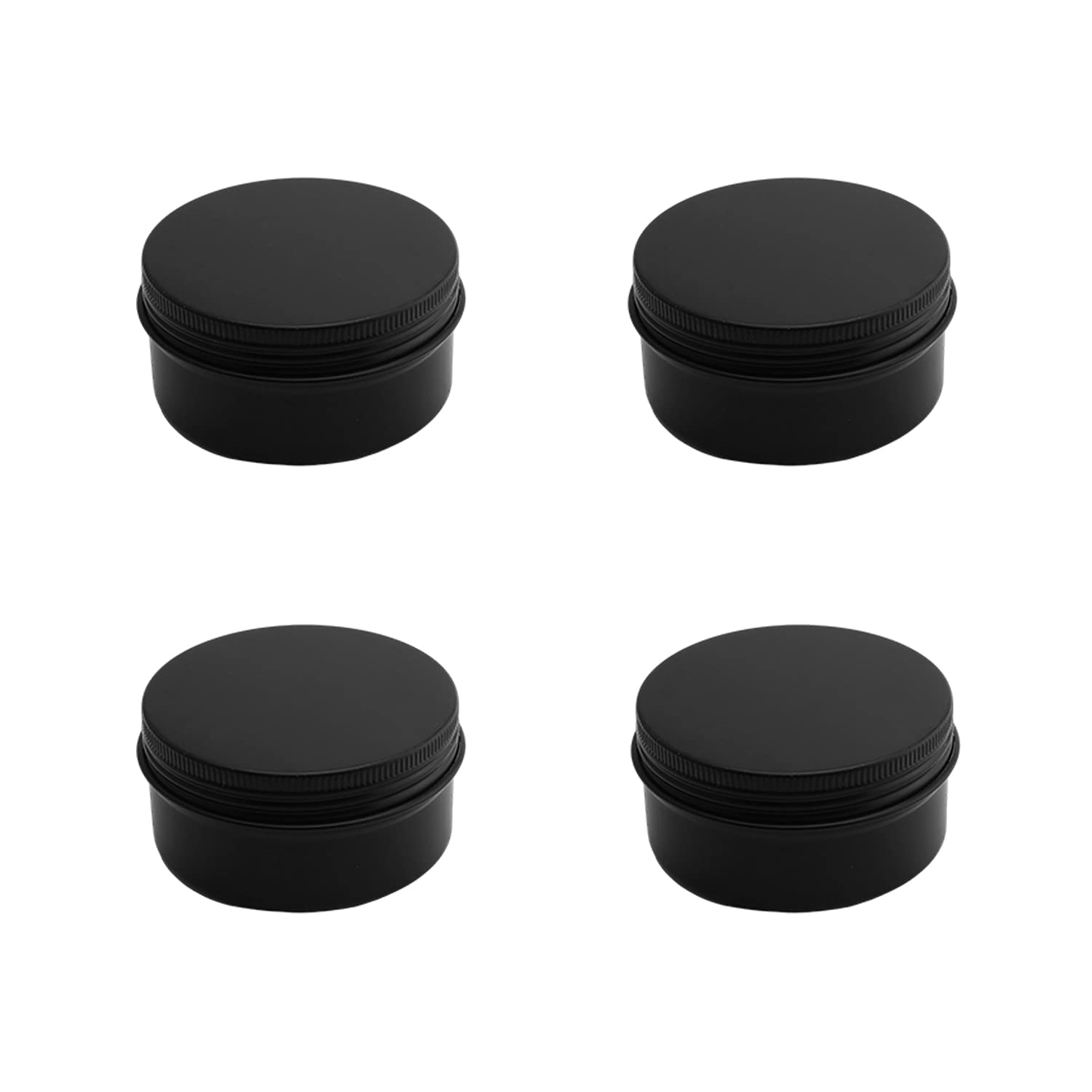 Othmro 6pcs Aluminium Tin Jars, 2.7oz Small Containers Tins with Screw Lids, Empty Can Travel Tins for Candles, Cosmetic, Soap Black (80ml/2.7oz)