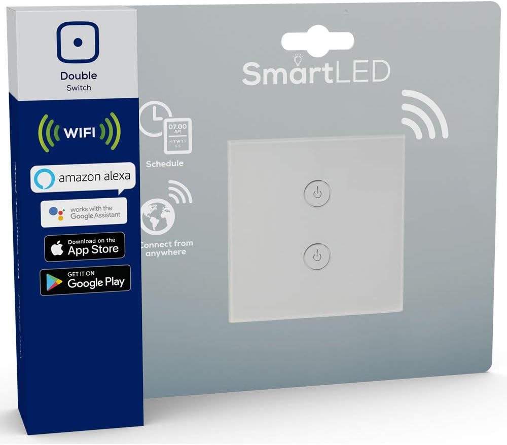 TCP Smart Wi-Fi Double Wall Switch, White