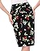 Slim Hip Package Dress Skirt for Women Midi 50's Hepburn Style Classic (M) Floral Black