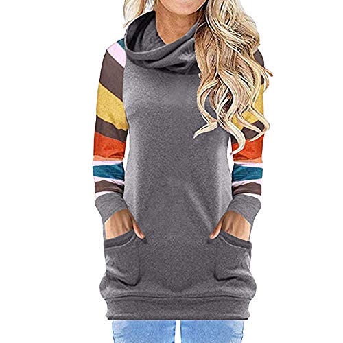 Littay Womens Striped Sweatshirt Women Casual Cowl Neck Printed