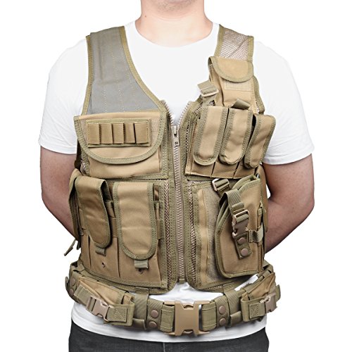 Goetland 600D Polyester Tactical Vest Outdoor Ultra-Light Combat Training Vest CS Adjustable S-XXL, Mud
