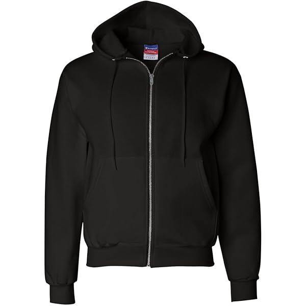 Champion Adult 50/50 Full-Zip Hooded Sweatshirt, Black, Medium at