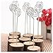 Jimcoser Rustic Real Wooden Base Place Card Holders Iron Wire Picture Picks Clip Holder Stand for Wedding Table Name Number Photo Card Memo Holder Party Decorations(10 Pack)