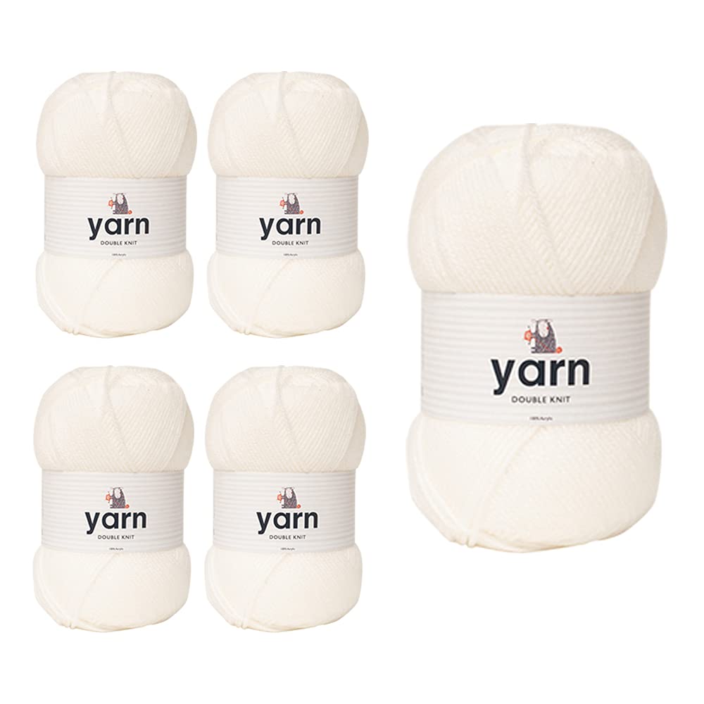 Korbond DK Yarn White - 5 x 100g Acrylic Wool - Lightweight, Hypoallergenic & Durable Double Knit Crochet Yarn Knitting Wool (1450m Total) — image 1