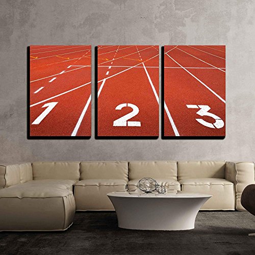 wall26-3-Piece-Canvas-Wall-Art-Start-Track-Lanes-1-2-3-of-a-Red-Racing-Track-Modern-Home-Decor-Stretched-and-Framed-Ready-to-Hang-16x24x3-Panels