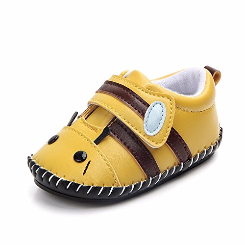 Lidiano Baby Non Slip Rubber Sole Cartoon Walking Slippers Crib Shoes Infant/Toddler (18-24 Months, Bee)