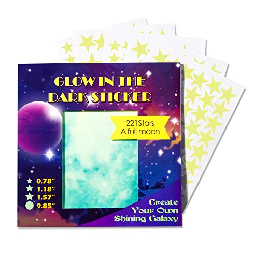 HORIECHALY-Glow-in-The-Dark-Stars-Wall-Stickers-221-Adhesive-Bright-and-Realistic-Stars-and-Full-Moon-for-Starry-Sky-Shining-Decoration-for-Girls-and-Boys-Beautiful-Wall-Decals-1-Set