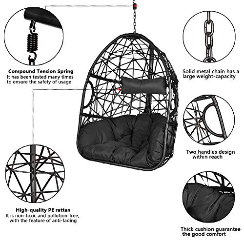 Action Club Wicker Egg Chair with Stand Outdoor and Indoor Hanging