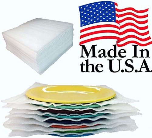 Cushion Foam Sheets 12" x 12" (50 Count) , Moving Supplies for Protecting Dishes, Glass, China Great Paper Packing Alternative Made in the USA by TroyMade