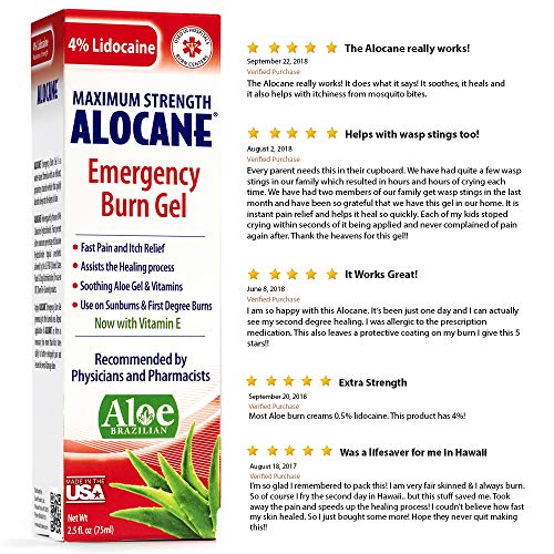 Alocane Emergency Burn Gel 4 Lidocaine Maximum Strength Fast Pain and