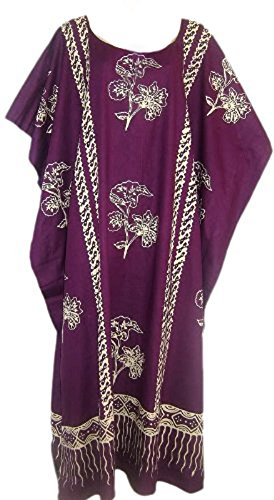 Cool Kaftans JAVA Print Cotton Kaftan Caftan Dress One Plus Size New - Purple Cool Kaftans