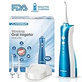 Hangsun Water Flosser Cordless Oral Irrigator Rechargeable Ultra Electric Dental Water Jet HOC430 with Portable Inductive Non-Contact Charger for Teeth Braces and Travel Home Use
