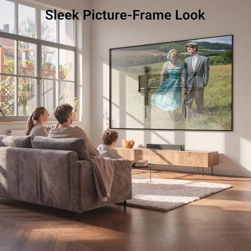 BONTEC Support Mural TV Fixe pour Téléviseurs 43 à 100 Pouces, Ultra Fin 23 mm, Charge Maximale 100 kg, VESA Max 800x600 mm, Fixation Murale Ultra Plate, Plaque Monobloc, Verrouillage Auto Sécurisé