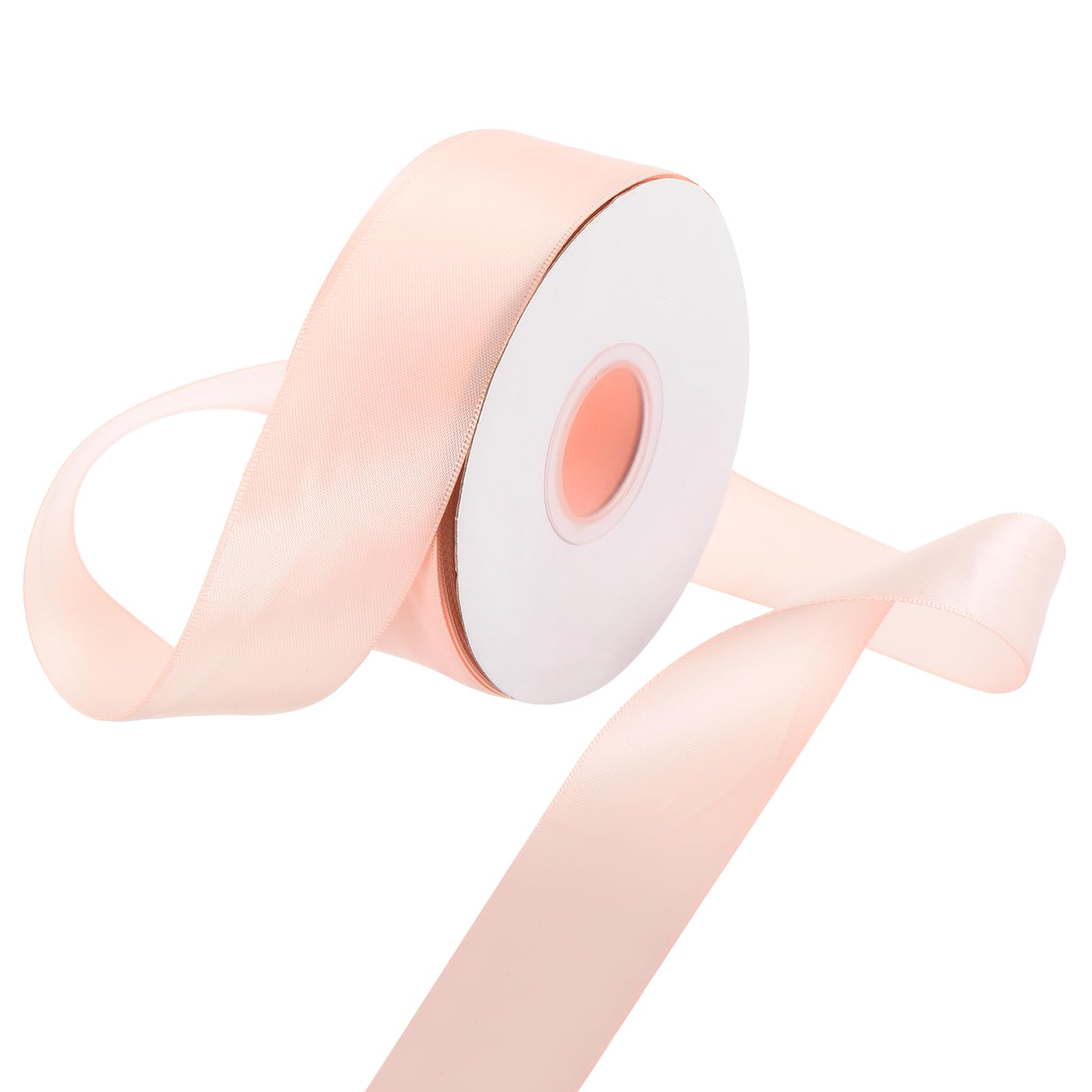 Rebower 32mm Satin Ribbon 23m Thick Double Face Grosgrain Silk Ribbon, [for Gift Wrapping, Hair Bows, Wedding, Cake, Flower] - 25 Yard/75ft/Pastel Pink