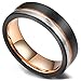 King Will Loop Tungsten Carbide Wedding Band 6mm Rose Gold Line Ring Black Silver Brushed Comfort Fit