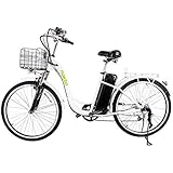 NAKTO 26" 250W Electric Bicycle Sporting Shimano 6 Speed Gear EBike Brushless Gear Motor Removable Waterproof Large Capacity 36V10A Lithium Battery Battery Charger -Class AAA