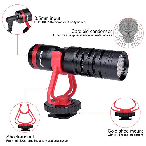 Professional Hi-sensity Hi-fidelity Mini Shotgun Video Condenser Microphone External Mic Compatible for DSLR Camera Camcorder Smartphone iPhone for Interview Podcast Live Streaming Vlog Youtube Studio - Thumbnail 4
