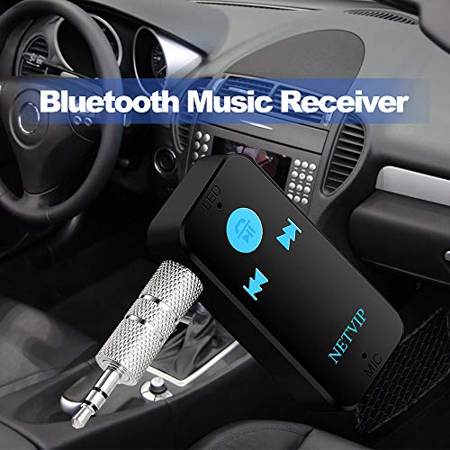 Bluetooth Receiver Wireless Car Audio Adapter, Hands-Free Audio Receiver & Mini 3.5mm Aux Audio Adapter Car Kits for Headphones/Speakers/Home Streaming Music Stereo Sound System TF/SD Card Supported