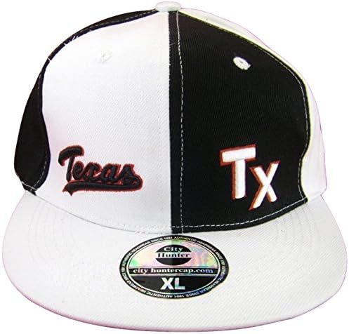 Texas Men's Fitted Flat Brim Baseball Caps (TX White/Black Pinwheel, X-Large)