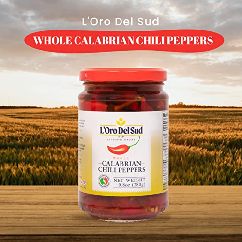 Whole Calabrian Chili Peppers, 9.8 oz (280 g), Grown and Packed in