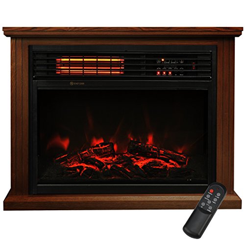 XtremepowerUS Infrared Quartz Electric Fireplace Heater Finish with