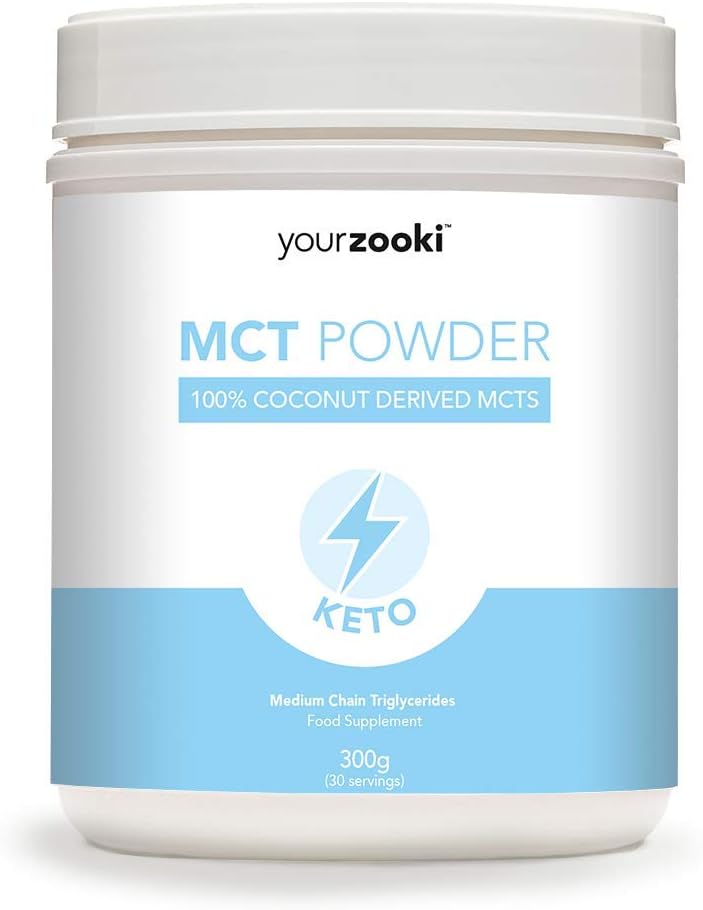 MCT Oil Powder - Coconut Sourced Medium Chain Triglycerides - Premium Keto Coffee Creamer with Zero Net Carbs - Pure Natural Energy from Healthy Fats - 300g (30 Servings) by YourZooki