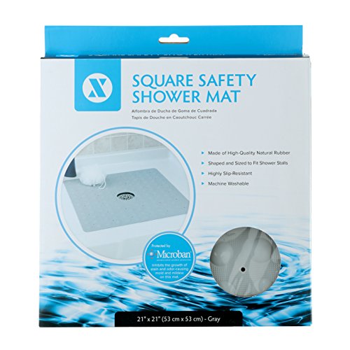 SlipX Solutions Square Rubber Safety Shower Mat with Microban Provides