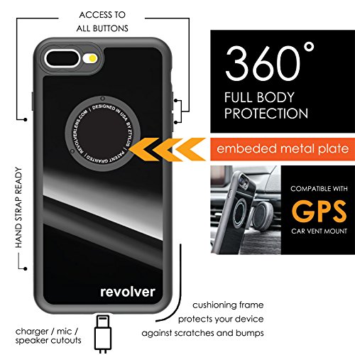 Ztylus Gloss Black Revolver M Series Camera Kit: 4 in 1 Lens with Case for iPhone 7 Plus / 8 Plus – Fisheye Lens, Wide Angle Lens, Macro Lens, CPL (iPhone 7 Plus/ 8 Plus + 4 in 1 Lens)