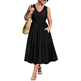 RITERA Plus Size Summer Dresses for Curvy Women Sleeveless V Neck Spring Wedding Guest Dress Maxi Smocked Casual Dress XL-5XL