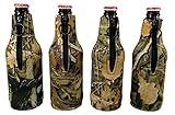 Beer Bottle Camo Insulators Neoprene Collapsible Set of 4 Coolies