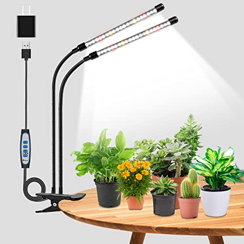 Wolezek Plant Lamp LED, Full Spectrum Grow Lights for Plants, 6000 K Plant Light for Indoor Plants, Plant Light, Grow Light with 5 Levels Dimmable, 6/12/16H Auto Timer