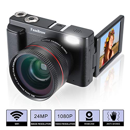 Camara-Foto-Digital-Full-HD-1080PFamBrow-WiFi-24MP-Camara-de-Video-Digital-Zoom-16xGran-Angular-Lente-Rotacin-de-30-Pulgadas