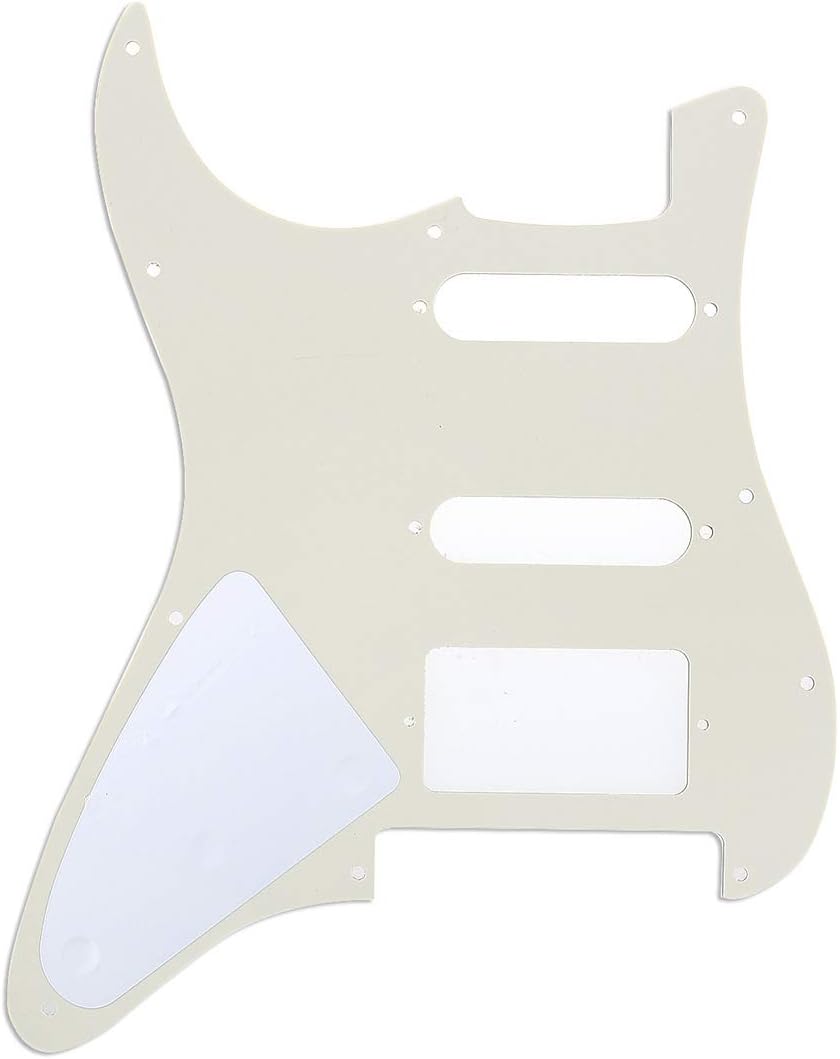 Musiclily Pro 11-Hole Modern Style Strat HSS Guitar Pickguard for American/Mexican Fender Stratocaster Floyd Rose Bridge Cut,3Ply Cream - Image 3