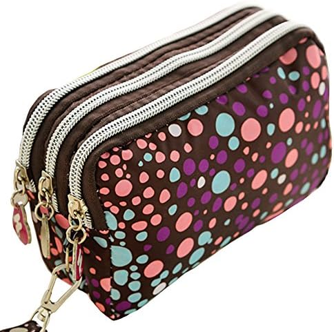 Hflove Womens Fabrics Clutch Wallet Zipper Canvas Multi-layer Wristlets Clutch Bags