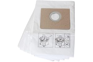 Fein Nonwoven Fleece Filter Bag for Turbo II Dust Extractors - Holds 2-3x More than Regular Filter Bags, Tear-Resistant Material, Dustex 35 L Model, 5-Pack - 31345062010