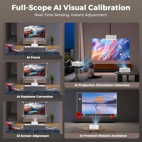 Outdoor-Projector-4K: [Official-Apps/2000 Brightness/40W Dolby Audio] Portable-Projector with WiFi and Bluetooth,Auto Focus,HDR10+,Lisowod Smart Projecteur for Movie Home Theater