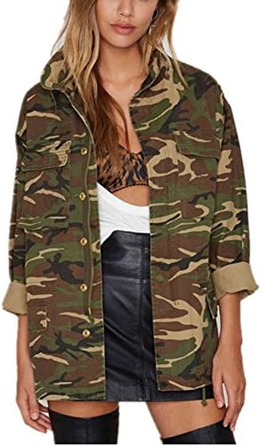 SWEETXIN Womens Jacket Zipper Camo Lightweight Long Sleeve Casual Outwear (M)
