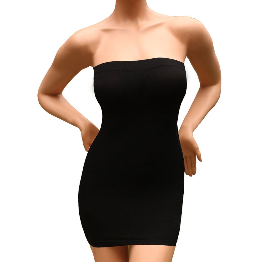 black tight strapless dress