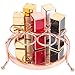 Simmer Stone Lipstick Organizer, 7 Slot Lip Gloss Holder with Mirrored Base, Metal Makeup Organizer Display Rack for Lipsticks, Nail Polishes and Essential Oils (Rose Gold)