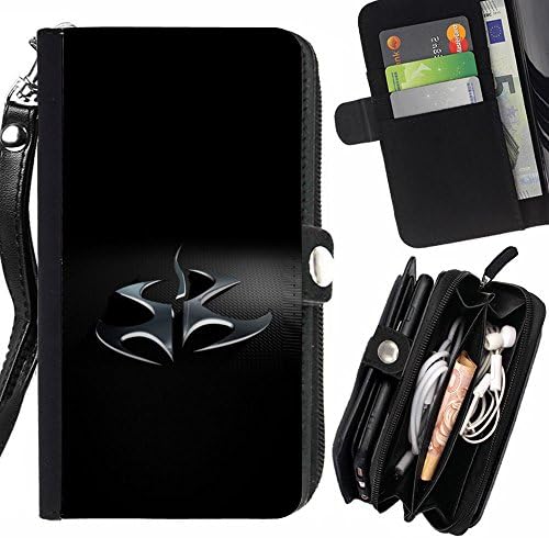 GOD CASE FOR HTC ONE M8 Hitman Crest Symbol Agent 47 Wallet Purse Pouch Holster Leater &amp; Soft TPU