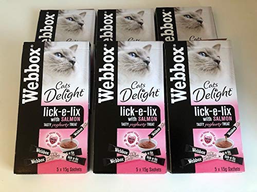 Webbox Lick-e-Lix Salmon With Omega 3 & 6 Yoghurty Cat Treats 5 x 15g (PACK OF 6)