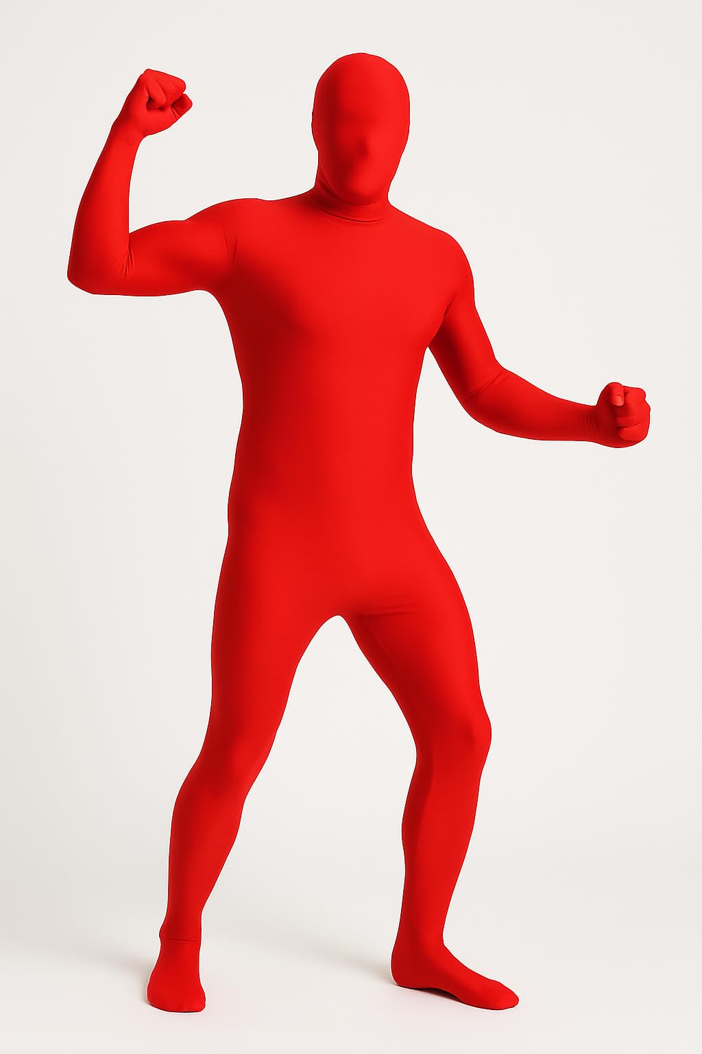 Men's Women's Full Body Second Skin Shadow Like Head to Toe Costume Unisex Spandex Bodysuit (Red, XX Large)