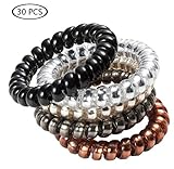 Waloden 30 Pieces Spiral Hair Ties Phone Cord Hair Ties Elastics Hair Bands 5 Colors