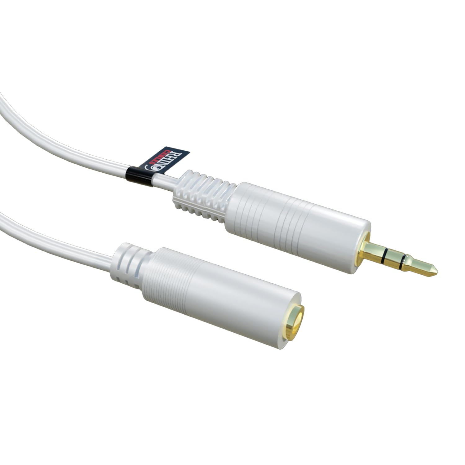 rhinocables 3.5mm Gold Aux Extension Lead – Stereo Male/Female Jack Cable for Extending Headphones, AUX Ports & Media Devices | Secure, Low-Interference Connection (White, 3m)
