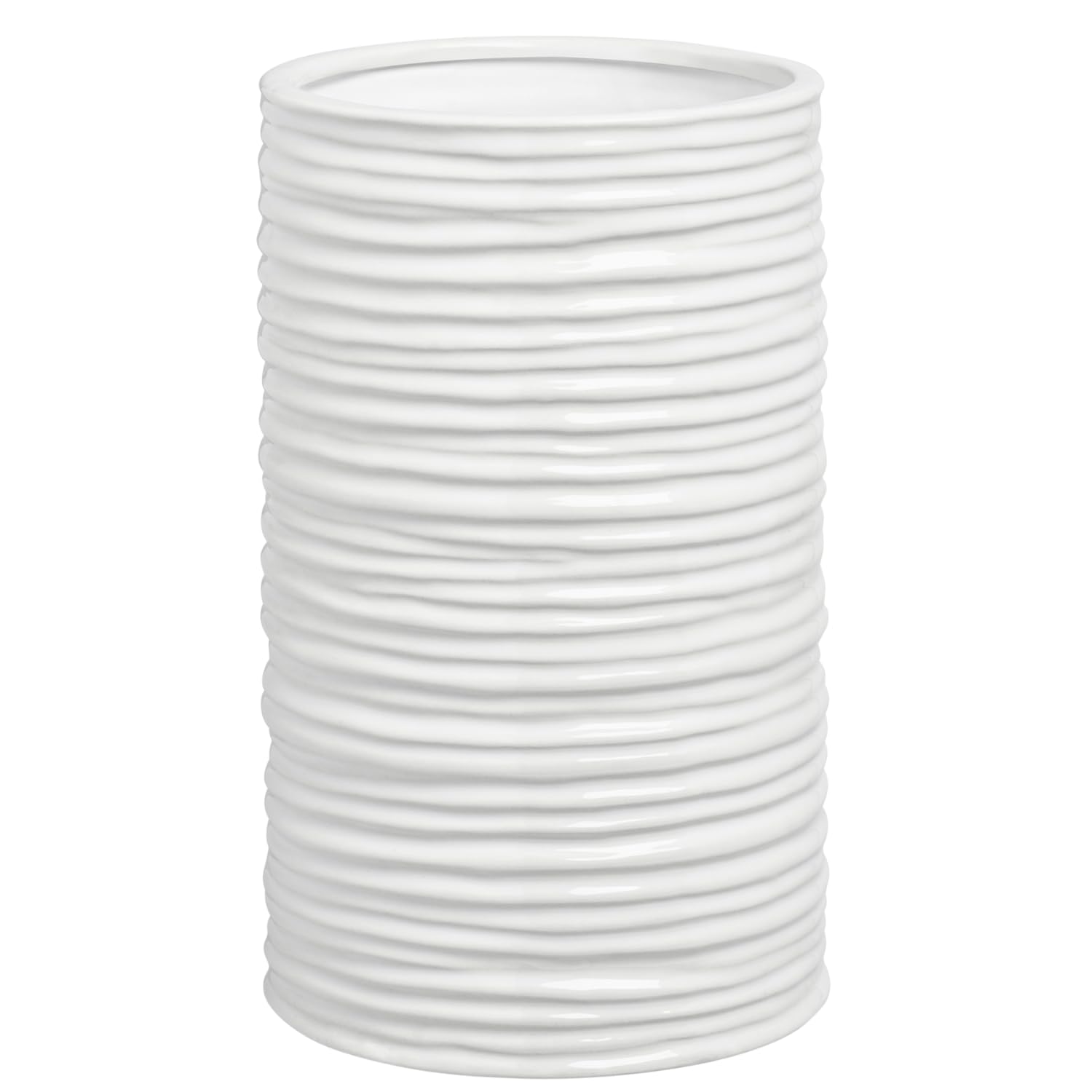 Torre & Tagus 901461 Ripple Ceramic Cylinder Vase, Medium, White