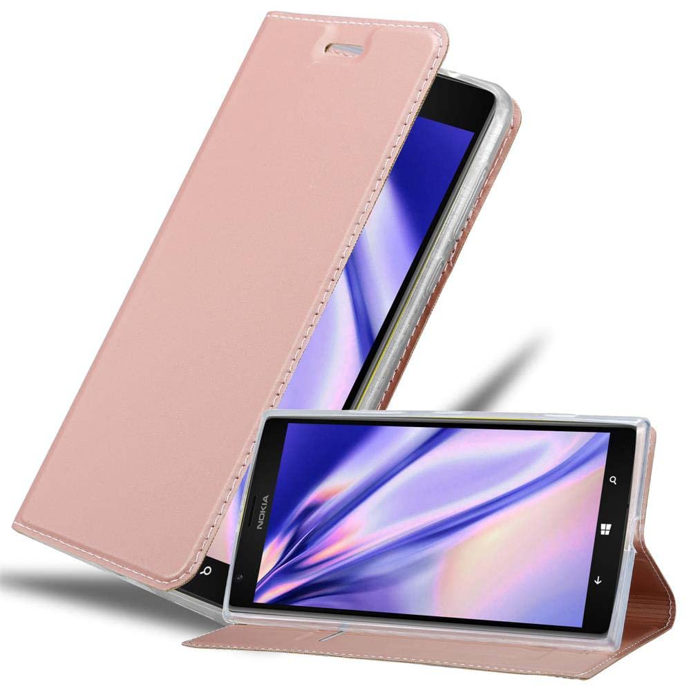cadorabo Book Case works with Nokia Lumia 1520 in CLASSY ROSÉ GOLD - with Magnetic Closure, Stand Function and Card Slot - Wallet Etui Cover Pouch PU Leather Flip