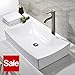 Ufaucet Modern Above Counter White Ceramic Bathroom Vessel Sink, Without Pop-up Drain