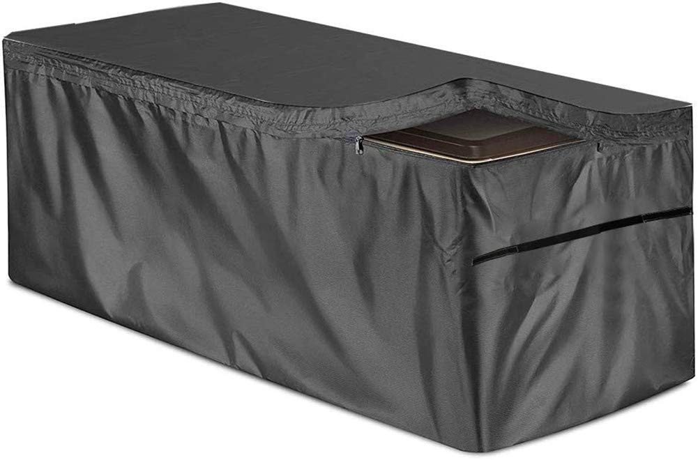 Garden Storage Box Cover Waterproof Outdoor Deck Box Cover with Zipper Lid & Air Vents Heavy Duty Garden Storage Protector for Patio Furniture, Bench, 420D UV Resistant Dust-Proof (123x62x55cm)