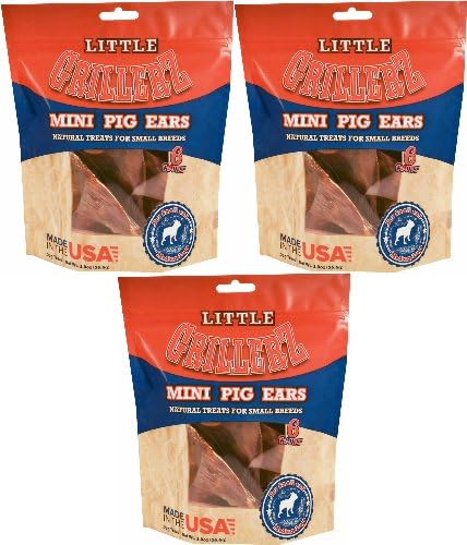 Little Grillerz Mini Pig Ears, Small &amp; Medium 18ct (3 x 6ct)